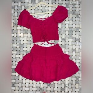 NWT Olivaceous Bright Pink Two-Piece Ruffle Skirt Set
